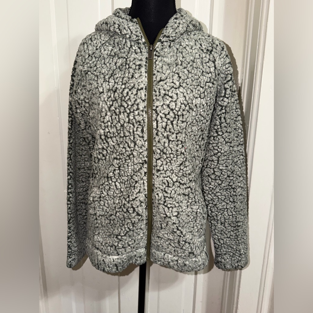 C.S. New York Gray Teddy Jacket, Womens Size Medium Coat Hoodie